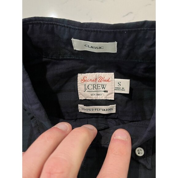 NWT J.CREW Blue Green Plaid Button Down Secret Wash Poplin Shirt Mens Sz S $90 - Picture 5 of 10